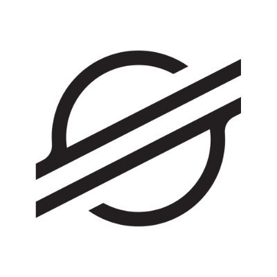 白色背景上的黑色 Stellar 圆形双斜线标识